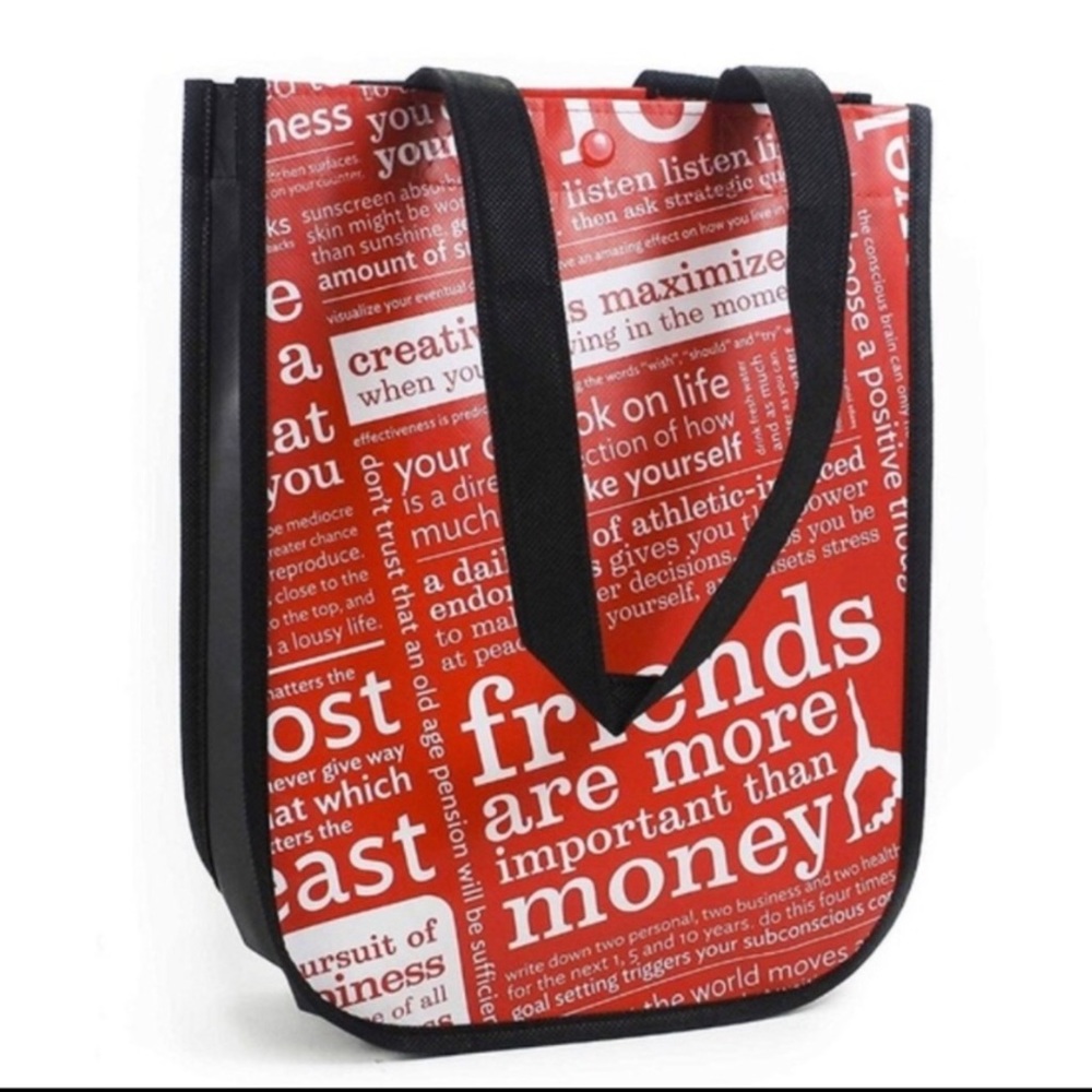 LULULEMON MANIFESTO RED AND WHITE  REUSABLE SHOPPING TOTE BAG SMALL